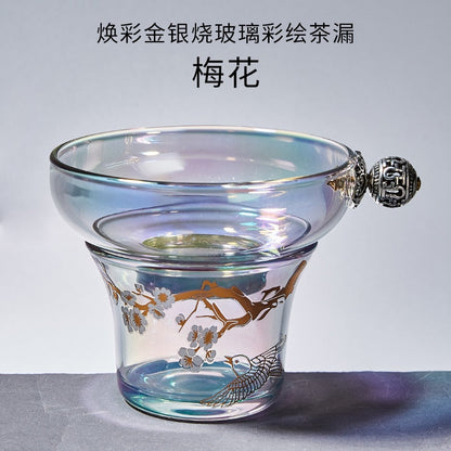 Kolorowy szklany gaiwan herbata odporna na ciepło zagęszczoną miskę herbaty herbaciarnia targ