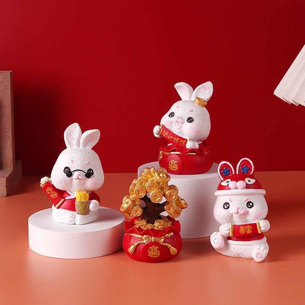 Small Animal Ornament Dollhouse Home Decoration Rabbit Miniature Micro Landscape Rabbit Year Bunny Ornament for 2023