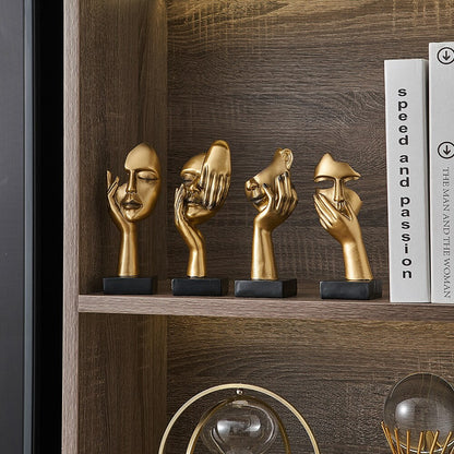 Modern Nordic Home Decor Human Face Miniatures Desk Tillbehör Tänkare Skulpturer Figurer Rumdekoration Metal Figurin