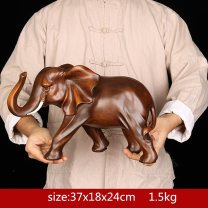 Feng shui elegante estatua de resina de elefante riqueza afortunado manualidades de manualidades regalo para la decoración de escritorio de la oficina en casa