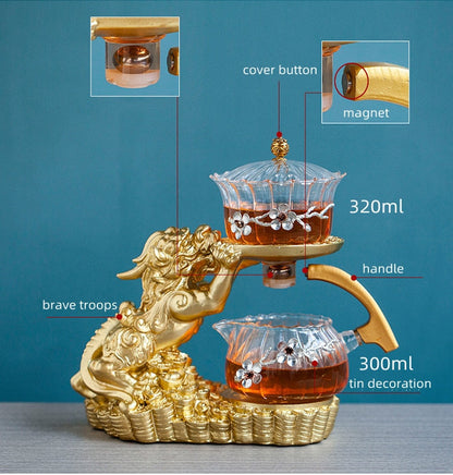 Antikes Teeservice für Erwachsene | Orientalische Drachen-Teekanne | Chinesisches Vintage Tee-Set