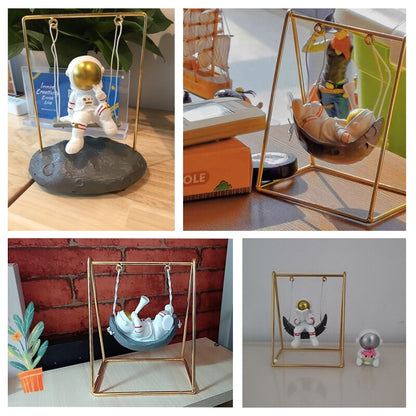 Kawaii Room Decoration Home Accessories Resin Embellishment Astronaut Model Swing Calendar Figurines Office Desk Decorative Gift
