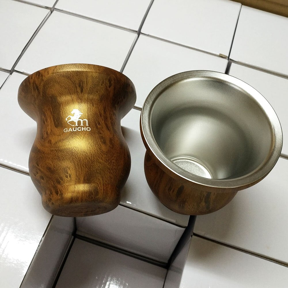 1 stk/mye rustfri Yerba Mate Gourds Cups 8 Oz Double Wall Heat Insulation med avtakbart filterstrå og rengjøringsbørste