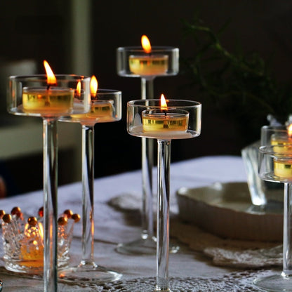 Soportes de velas de vidrio Conjunto de velas de color verde azulado decoración del hogar centros de mesa de boda