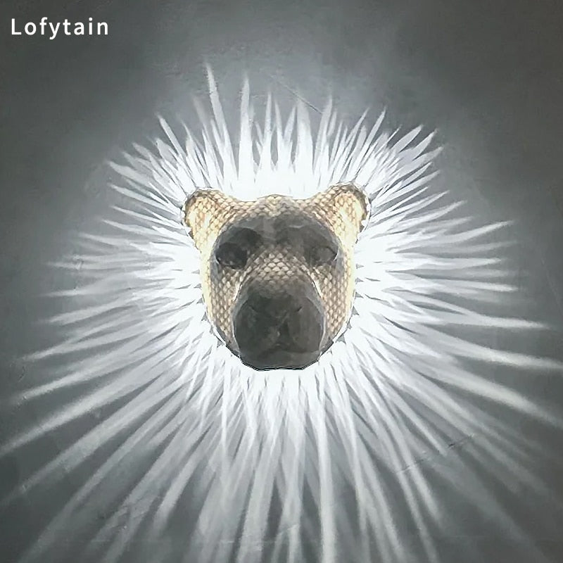 Lofytain LED Animal Projection Lamp Owl Lion Eagle Night Light Animal Wall Sconce Study Soveværelse Dekoration Ornamenter