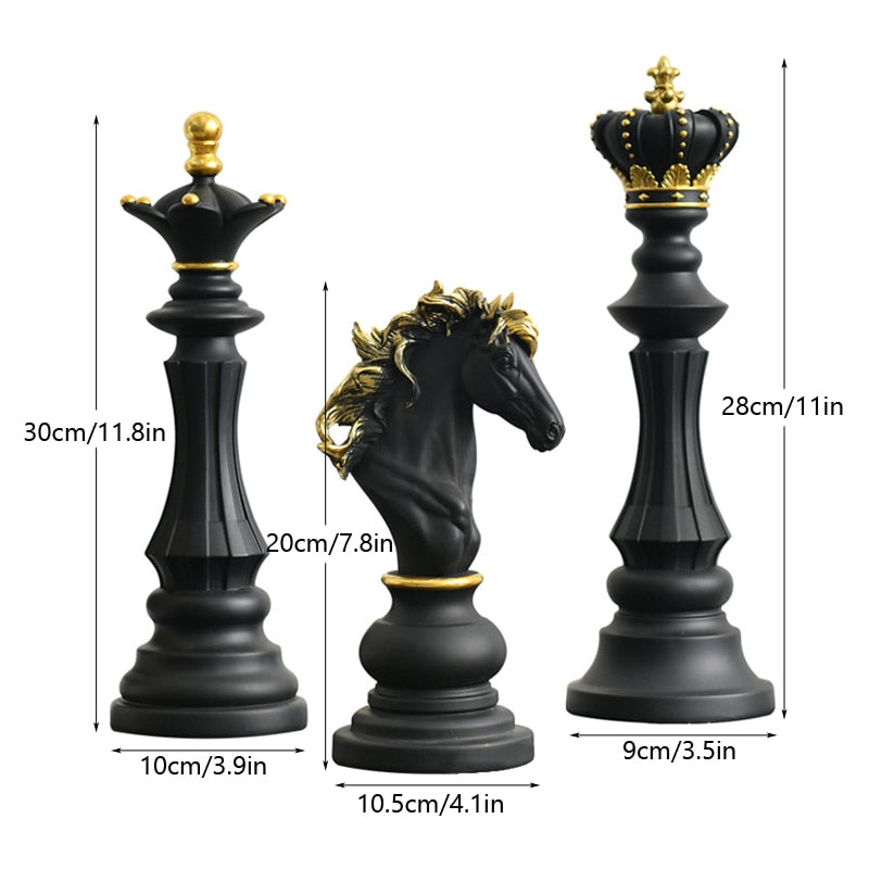 3 stk/sæt harpiks international skak figur moderne interiørindretning kontor stue boligindretning tilbehør