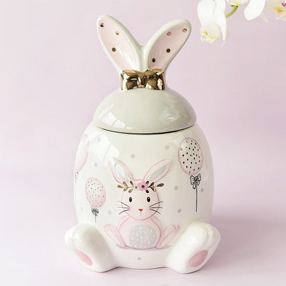 Velkokapacitní růžová zlatý králičí série keramický čaj Caddy Tea kontejner Home Cartoon Relised Tea Storage Kitchen Canysters Set
