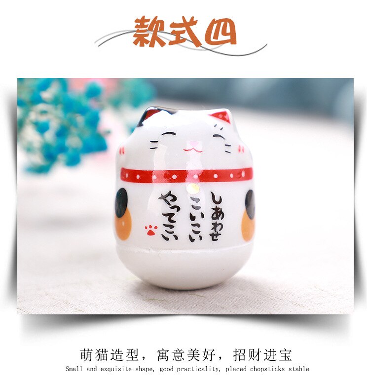 Ceramic Maneki Neko Home Decor Cartoon Japanese Lucky Cat Tumbler Feng Shui Ceramic Fortune Cat Statue Room Decor Accessories