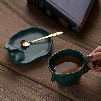 Abstrakt stereo ansigt porcelæn kaffekop vintage keramisk krus med tallerken ske nordisk kunst ansigt kaffekop teacup gaveindretning ny