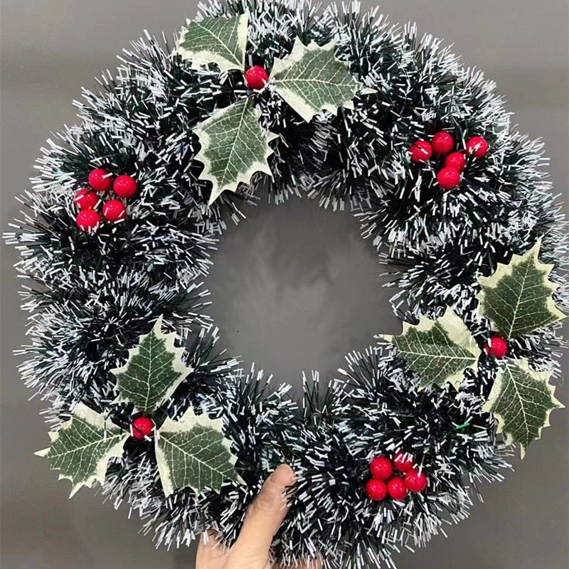 1pcs Wreaths Christmas Door Hanging Rotan Venue Layout Hiasan Krismas Garland Untuk Hiasan Pesta Rumah 2023 Tahun Baru