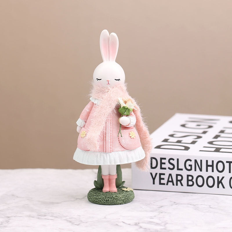 Tegneserie sød kanin hjemmebord harpiks ornamenter bunny påskefest glad påskedagsindretning 2023 børn hgril kanin fest gave favor tjener