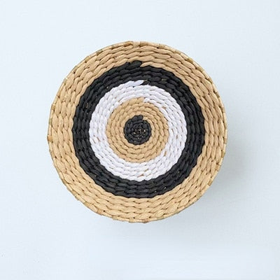 Moroccan Style Straw Wall Plate Background Decoration Ethnic Style Wall Hanging Bedroom Sofa Bedside Home Deco30x30cm