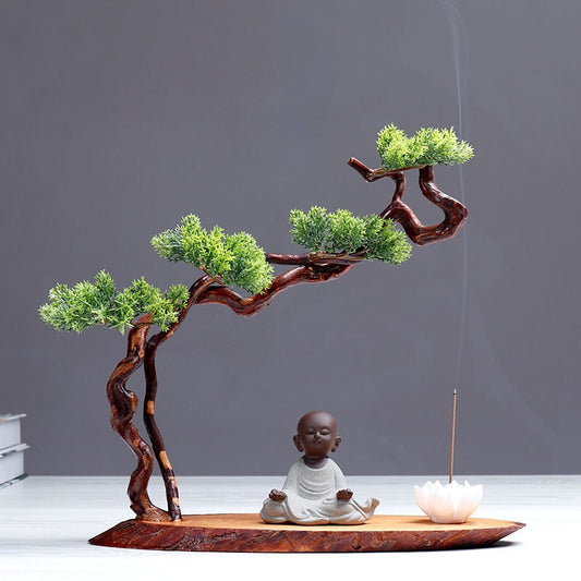 Novo estilo de desktop de estilo chinês Decoração de decoração de raízes bem -vindo a pinheiro decorativo de arte decoração decoração de queimadores