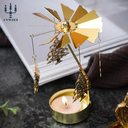 1pc Metal Hot Rotating Candle Holder Christmas Rotating Candle Holder Dinner Party Wedding Party Candle Holder Decoration Gift