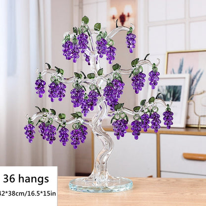 36 Hang Crystal Grape Tree Dekorasi Fengshui Kerajinan Kaca Dekorasi Rumah Patung Natal Hadiah Tahun Baru