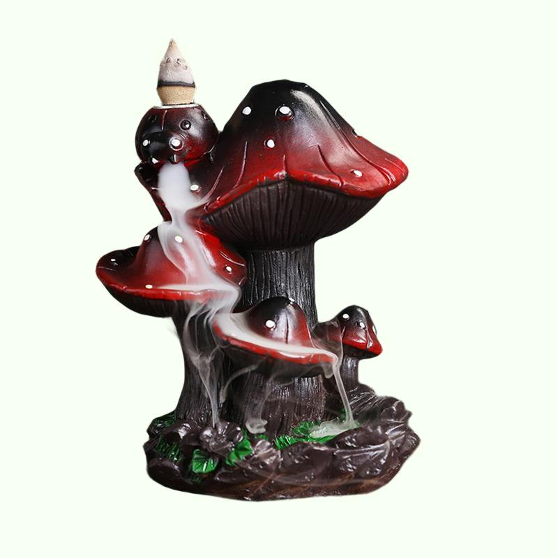 Mushroom wierook waterval brander draagbare creatieve wierookhouder huis huizen champignon alpine backflow wierook brander decor ornament