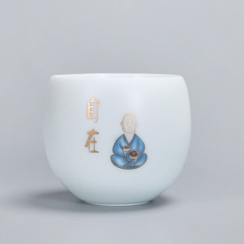 1pcs xícaras de chá com ferramentas de chá puil kungfu xícara de chá de chá de chá de chá de porcelana de jade branca de cerâmica