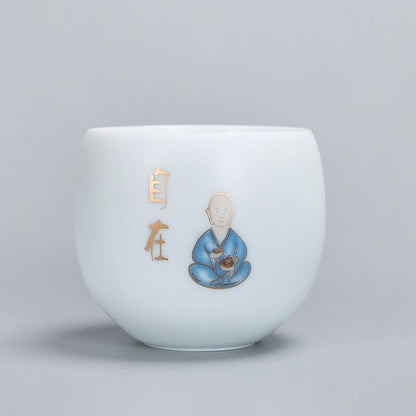 1 kpl teekupit Pu er Tea Tools Kungfu Tea Cup -lahjajuoma Tea -työkalu keraaminen valkoinen jade -posliini