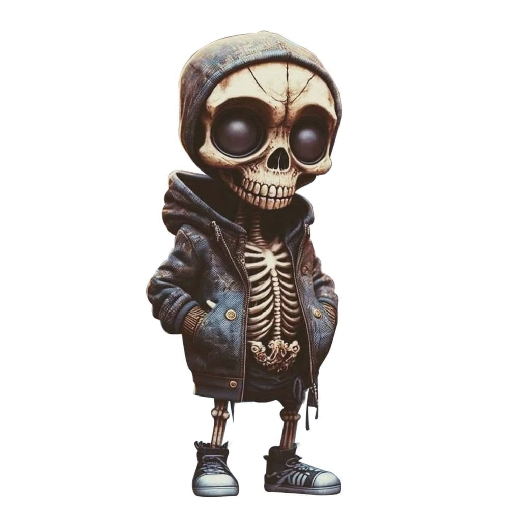 Resin Cool Skeleton Figuras de Halloween Figurina Calavera Horribles adornos de instrumentos de automóvil Decoración del escritorio