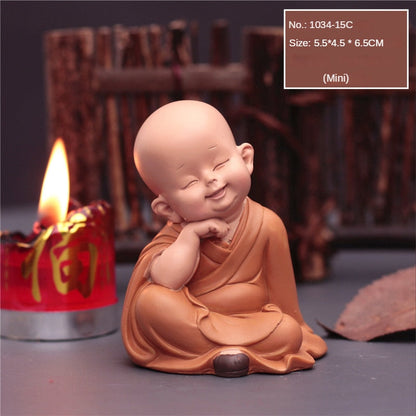 Status Biksu Kecil Lucu Agama Agama Buddha Resin Kerajinan Miniatur Miniatur Miniatur Ornamen Aksesori Dekorasi Mobil Dekorasi Rumah