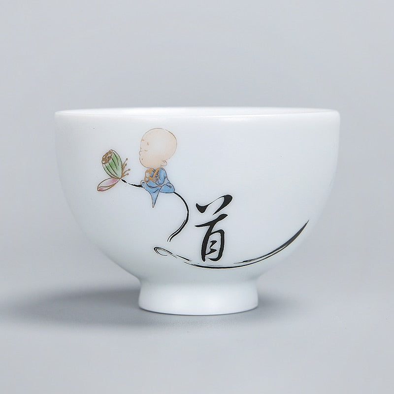 1pcs čajové šálky čajové nástroje čajové nástroje kungfu čaj dárkový nápoj čaj nástroj keramický bílý nefritový porcelán