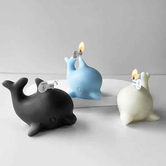 Nuevo molde de vela de silicona de delfín 3D de animales abstractos de animales aromaterapia de yeso epoxi pastel de resina fabricando moldes de regalos decoración del hogar