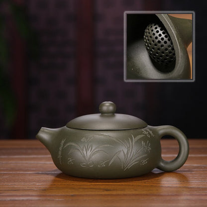 Conjunto de chá com padrões de orquídea pintada à mão Yixing Handmade Purple Clay Tea Tea Cerimony Xishi Belém Cerimônia de chá Presentes