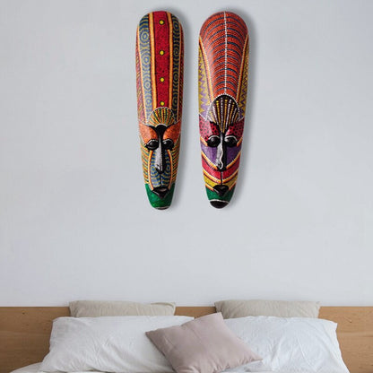 Holzmaske Wandbehang Massivholz Schnitzerei bemalt Facebook Wanddekoration Bar Home Dekorationen Afrikanische Totem Maske Kunsthandwerk 