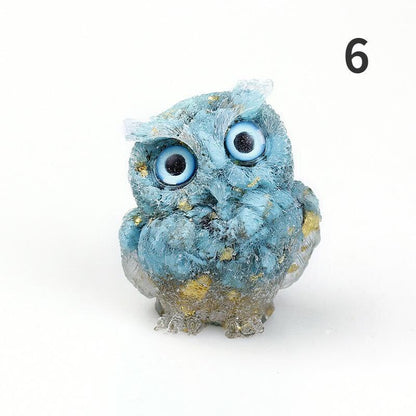 1PCS NWE Crystal Stone Gravel Owl Animal Crafts Ručně vyrobené malé figurky DIY pryskyřice stůl výzdoba domácí výzdoba sběr dárků 2023