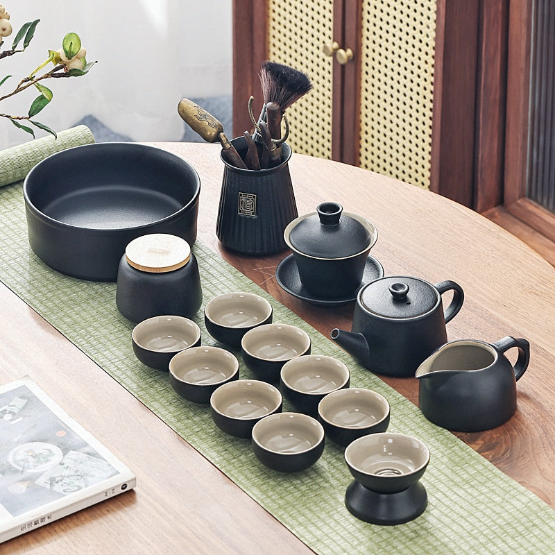 중국 여행 차 세트 가이완 휴대용 Infusers Ceremony Ceramic Tea 세트 찻잔 완전한 도구 선물 Juego Te Kitchen Tearue