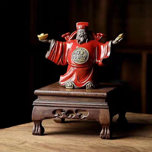 Ceramica God of Fortune Caratteri Statue Ornament ， Office portico di soggiorno in stile cinese Office di Buddha Statue