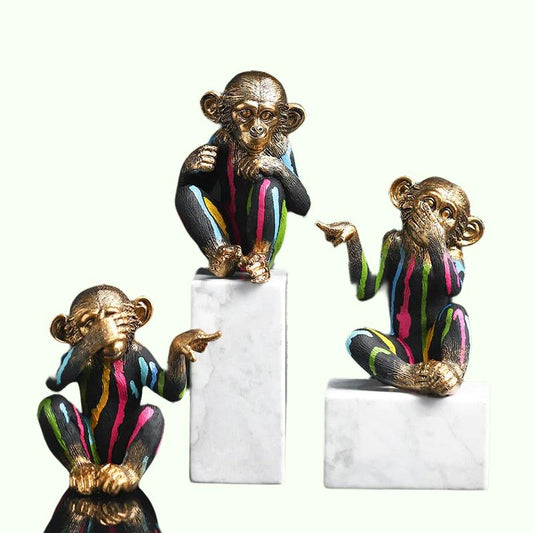 ArstheC Banksy Monkey Gorilla Estatua de resina Escultura Arte de calles Figuras de escritorio de artesanía para accesorios de decoración para el hogar interior
