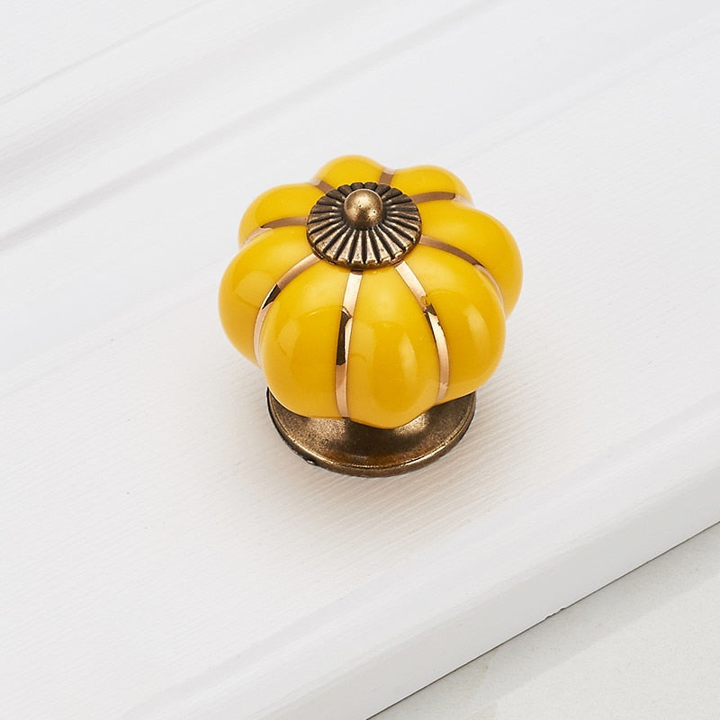 Maniglie in ceramica in oro di zucca manopole cassetti manopole a foro singolo maniglie per armadietti tiri accessori da cucina maniglie mobili