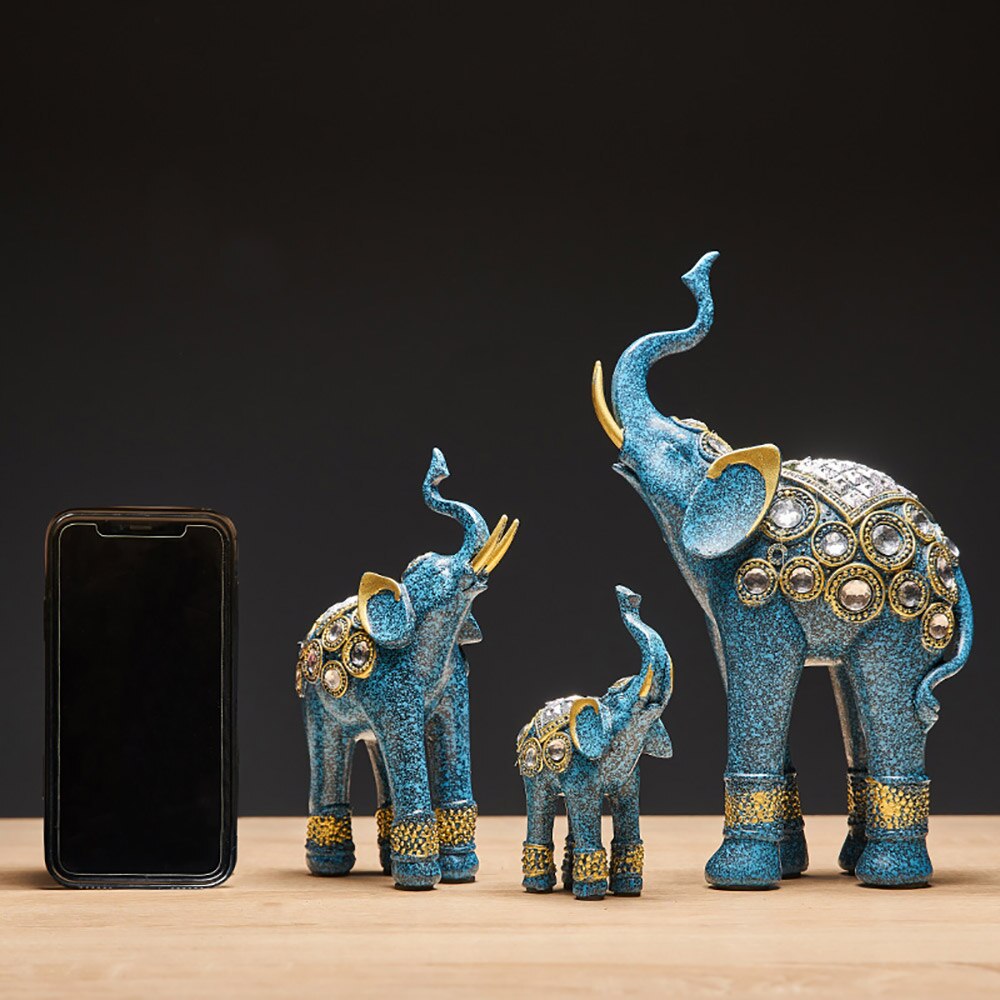 Goldener Elefant, Wohnzimmerdekoration, Elefantenstatue, Kunstharzskulptur, afrikanische Dekoration, Heimdekoration, Feng Shui-Dekoration, Bürodekoration 