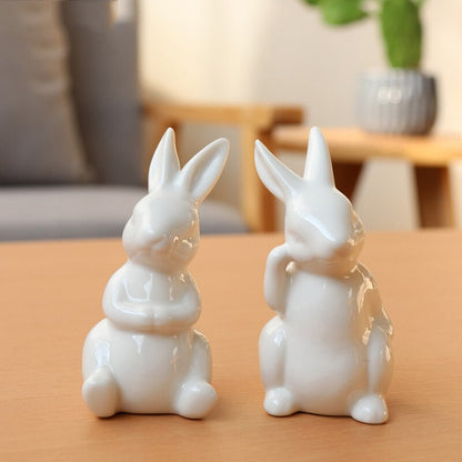 Sød keramik kanin figurer kawaii harne bunny have hus dyre ornamenter påske hjem værelse dekoration hånd maleri embryo