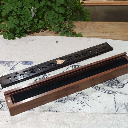 Luova retro musta kotitoimisto puinen suitsukkeen haltija suitsukkeiden poltin perinteinen kiinalainen puun käsintehty veistävä Censer Box