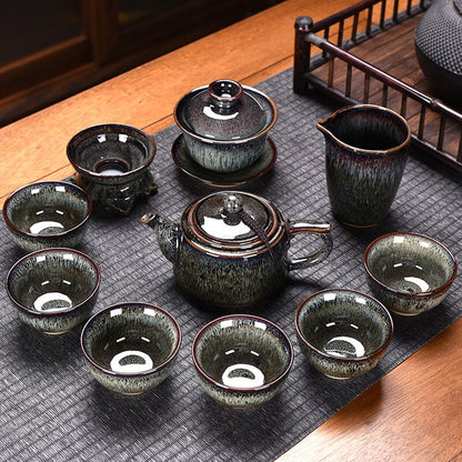 Conjunto de chá chinês em cerâmica Tule de bule gaiwan Cerimônia de luxo Kung Fu Teaware Conjuntos de drinques de cozinha Tazas de Te