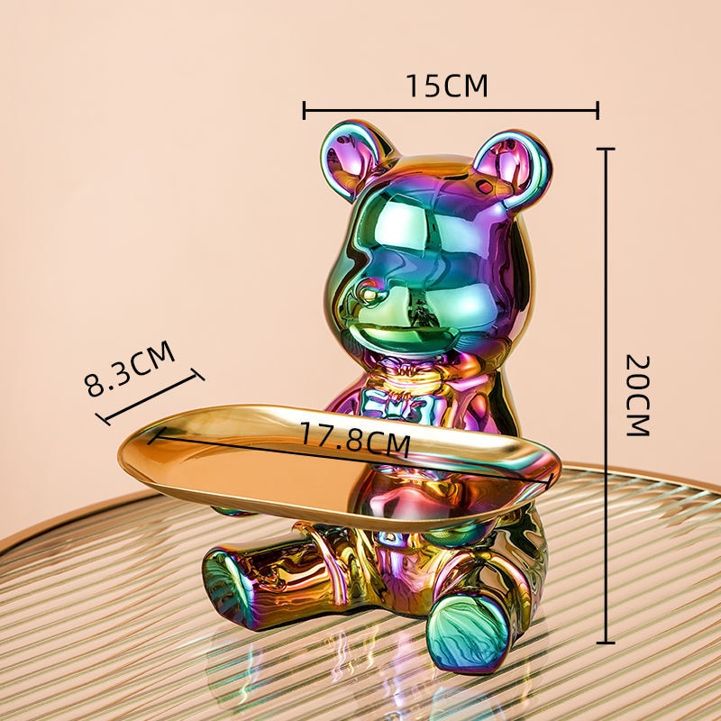 NEW Resin Bear Storage Tray Nordic Creative Figurines Ornaments Porch Desk Home Decoration Keys Candy Storage Home Decor