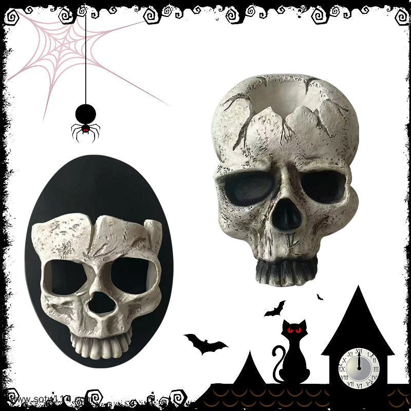 Halloween skelettljushållare hem skelett ljusstake hållare harts vägg hängande prydnad skrivbord hänge vardagsrum