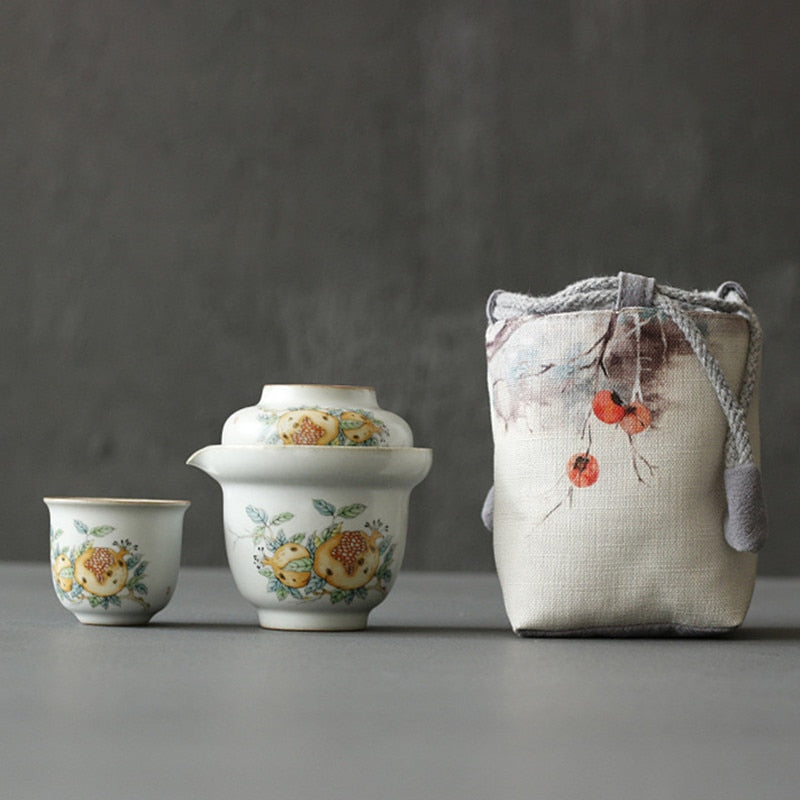 Портативная керамика чай для чая и чашки китайского чая индивидуально индивидуальная чайная церемония Поставки Travel Tea Tea Set из двух чашек