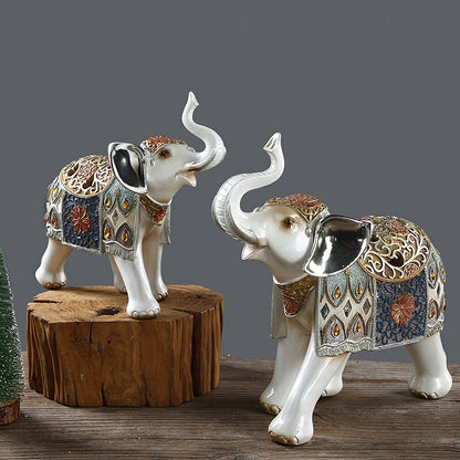 Şanslı Fil Heykeli Fil Figürinler Reçine Ofis Minyatürleri Altın Feng Shui Fil Süsleme Ev Dekorasyonu
