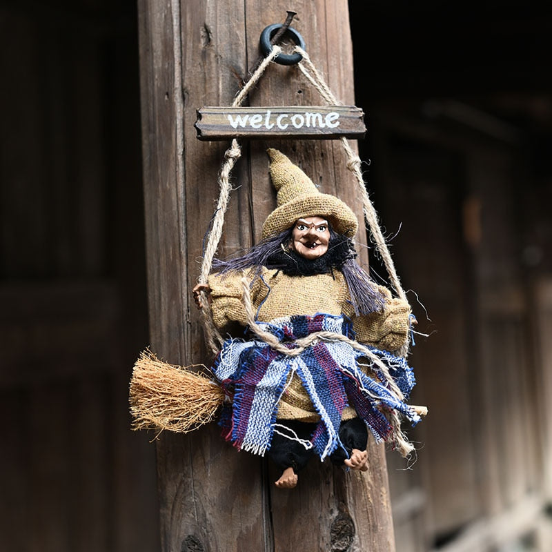 Halloween Hanging Doll Decoration Ghost Witch Horror Scary Hanging Ghost Flying Witch Pendant Festival Bar Home Decoration