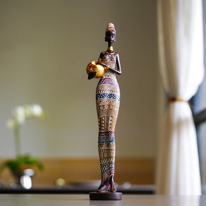 Retro afrikanska hantverk exotiska svarta kvinnor karaktär skulptur prydnad hem entré vardagsrum mjuk dekoration