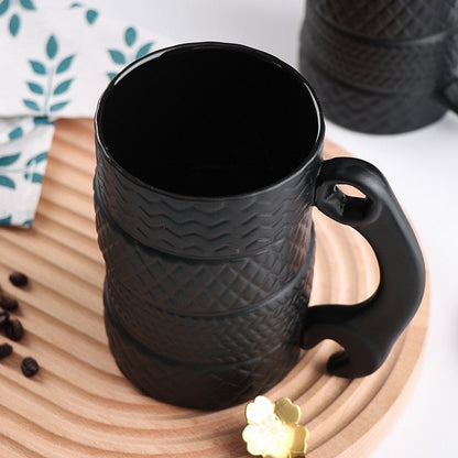 500ml 크리에이티브 컵 대용량 세라믹 컵 참신 머그잔 타이어 컵 사무실 홈 커피 컵 아침 컵