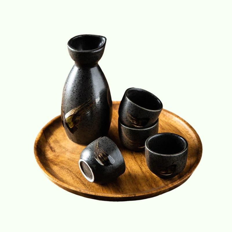 Conjunto de vinho em estilo japonês, conjunto de saquê de cerâmica, dispensador de vinho, vinho branco, xícara de vinho de arroz, copo de vinho pequeno, conjunto de bebidas em casa