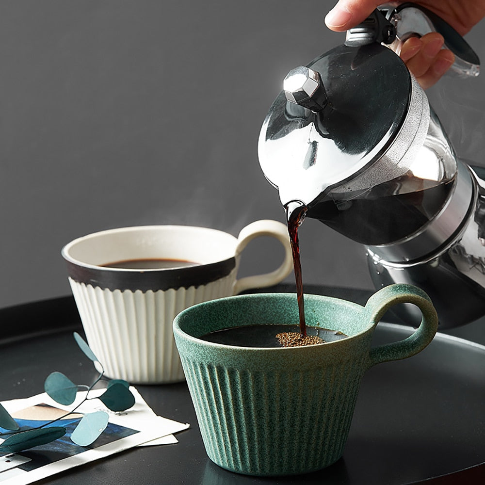 Caneca de café cerâmica de cerâmica, copos de cerâmica retro de café cerâmica 320 ml de leite café