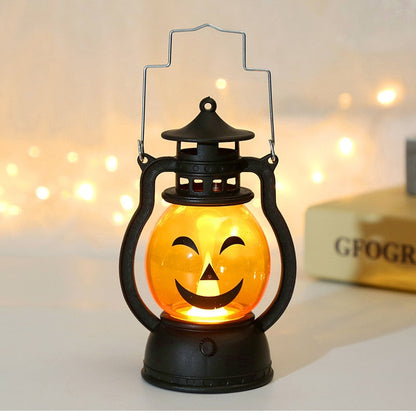 Halloween LED Hanging Pumpkin Lantern Light Ghost Lampu Cahaya Retro Lampu Minyak Kecil Halloween Parti Rumah Hiasan Rumah Seram