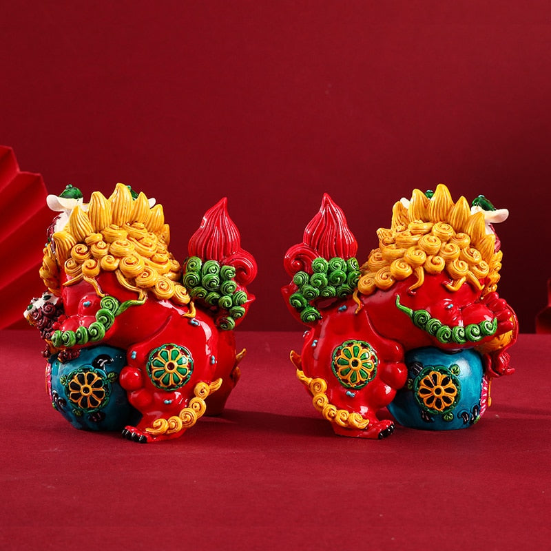 Kinesiske stilegenskaber forbudt by kulturel og kreativ drage løve souvenir ornament kreativ smykkegave