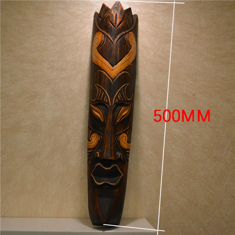Pingente de parede de estilo do sudeste asiático pendente de madeira tailandesa de escultura na máscara facial Africana