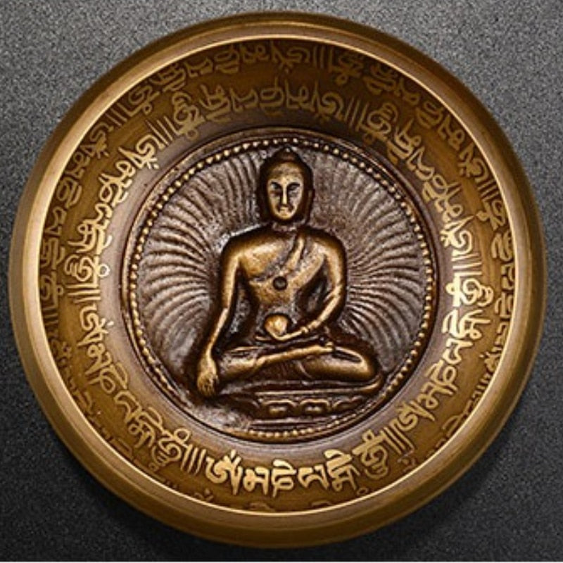 12 cm de canto artesanal do Nepal Set Set Buddha Mantra Design Tigela de som tibetano para cantar de ioga decoracionamento de meditação